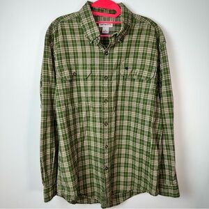 Carhartt Green Plaid Long Sleeve Button-Down Shirt (Men’s L)